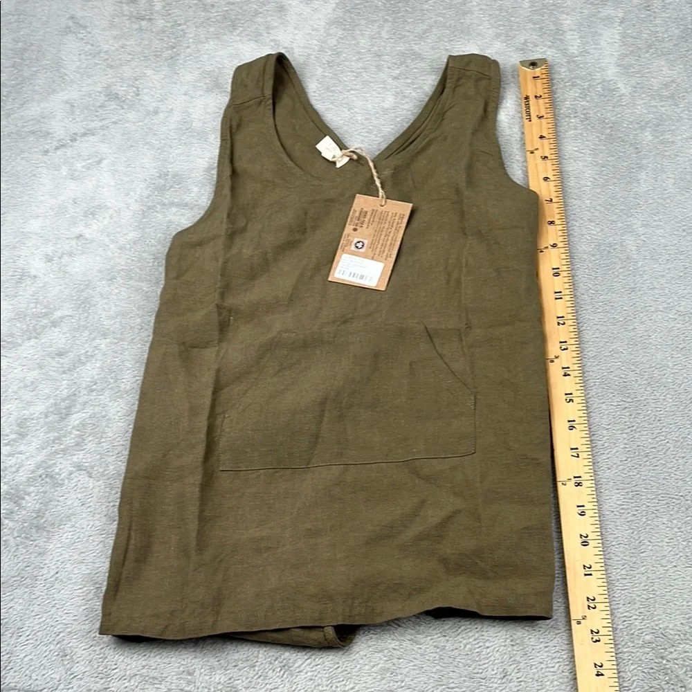 NEW The‎ Simple Folk 6-8 Years 100% Organic Linen Olive Cross-Back Apron
